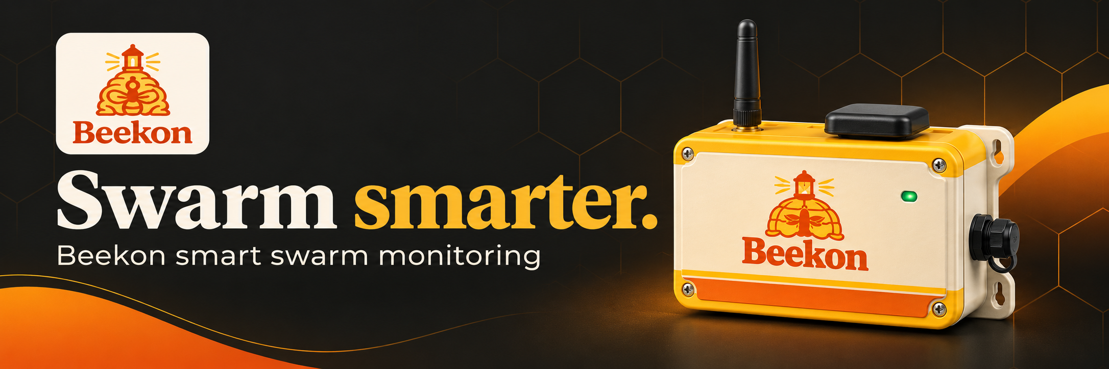 Swarm smarter. Beekon smart swarm monitoring, featuring the Beekon device.